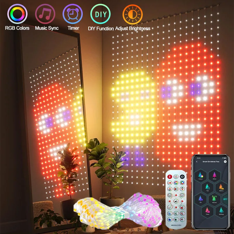 400LED WiFi أضواء الستار الذكية Alexa Google Home APP التحكم في وضع الموسيقى IP65 مقاوم للماء في الهواء الطلق زينة عيد الميلاد