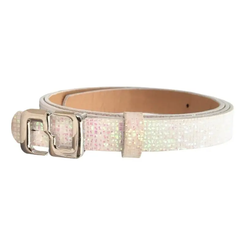 A52E Elegant Adjustable Narrow Waistband For Women Soft PU Belt With Fashion Sequins Accent Multiple Color Selection Comfort