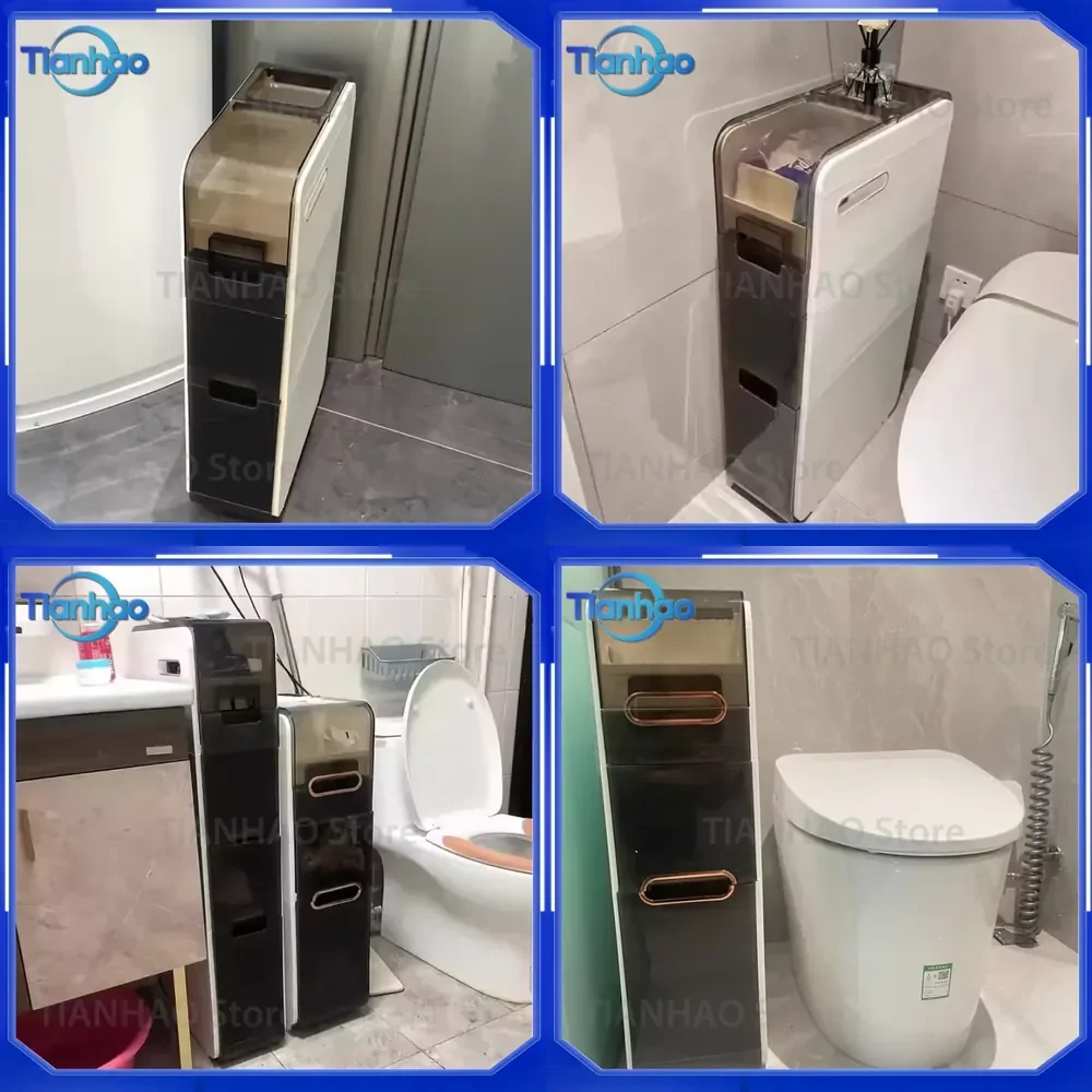 Simple Layered Bathroom Shelf Waterproof Narrow Cabinet Multi-layer Gap Filler Shelf for Toilet Multifunction Storage Shelves