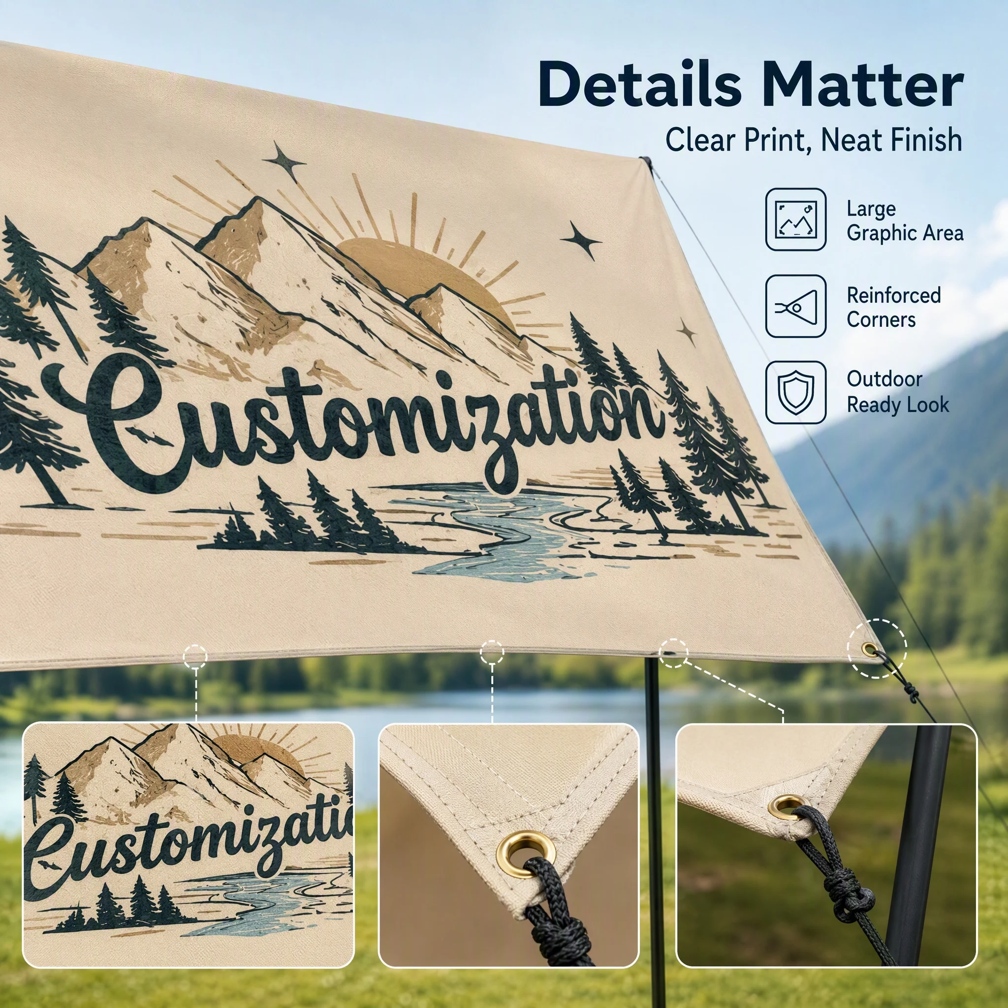 Personalized Camping Canopy Tent Custom Pattern Outdoor Waterproof Sun Shelter Awning for Picnic Festival Wedding Decoration