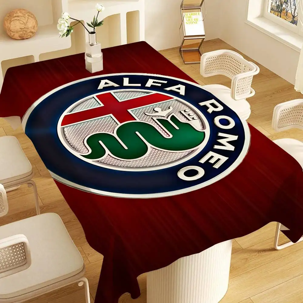 Car Brand A-Alfa R-Romeo Waterproof And Oil-proof Tablecloth Bedside Table Dustproof Decorative Cloth Living Coffee Tablecloth