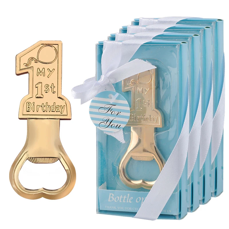 

10Pcs Golden Bottle Opener Kids 1st Birthday Gifts for Guests Boy Girl One Year Birthday Party Decoration Supplies Baby Shower