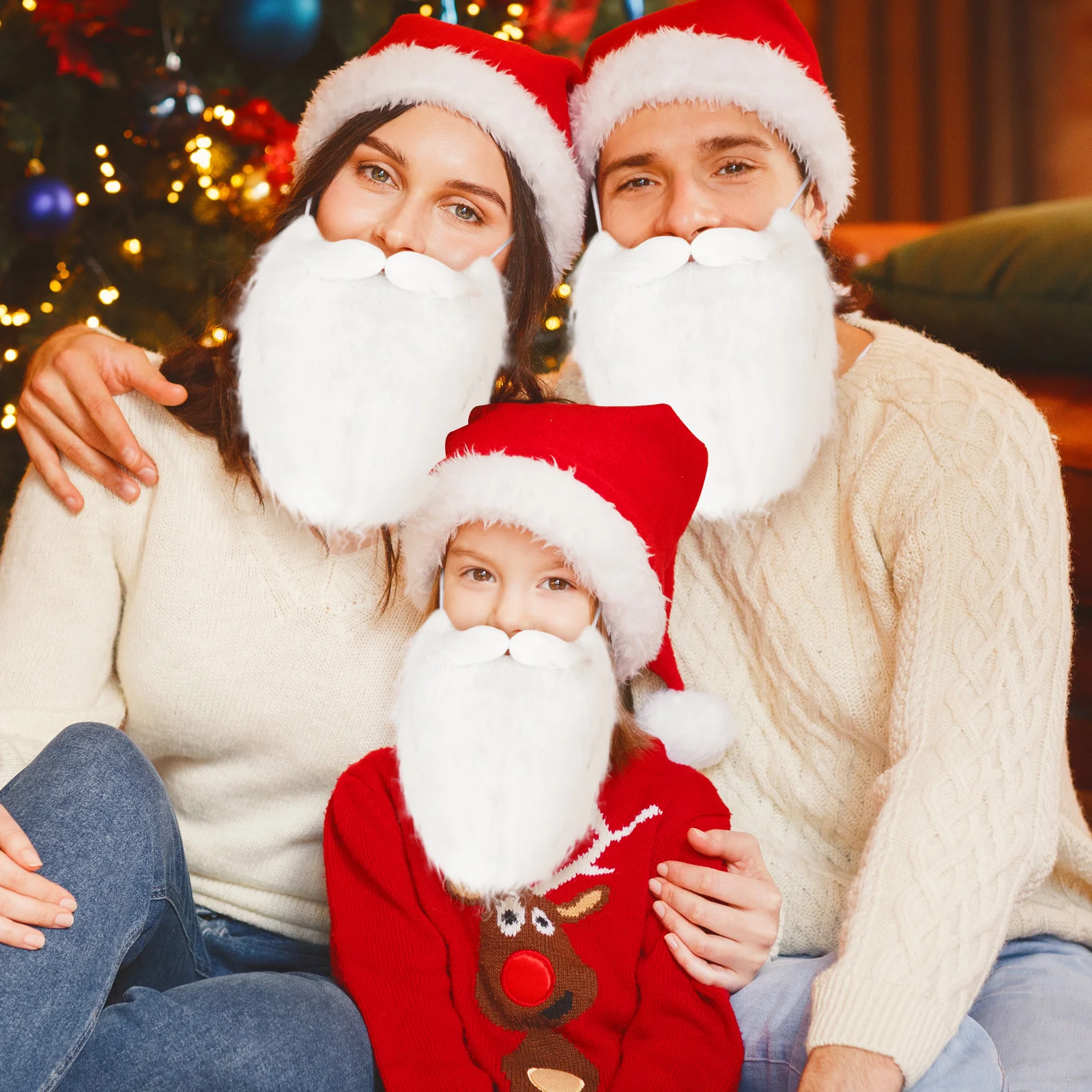 

1Pcs Santa Claus Beard Synthetic Fiber Christmas Cosplay Full Layered Curly Elastic Snug Fit Perfect Performance Props