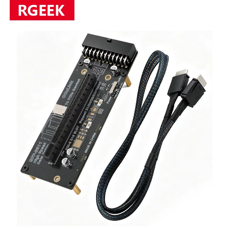 OCuLink PCIe 4.0 X4 64Gbps SFF-8612 to PCIe X16 Adapter EGPU Dock with SFF-8611 Cable for Mini PC NUC External GPU Expansion