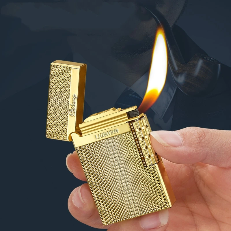 

Luxury Metal Gas Lighter Smoking Accessories Windproof Flame Cigarette Lighter Torch Butane Inflation Lighters Cool Gift For Men