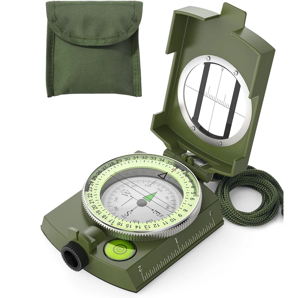 Taktischer wasserdichter Kompass, hochpräziser, professioneller Metallvisier-Klinometer-Kompass, leuchtend, für das Überleben im Freien, unverzichtbar ﻿