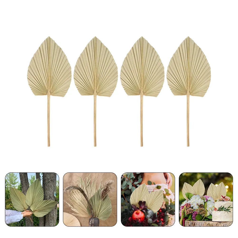 

4pcs Dried Palm Leaf Decoration Artificial Plants Wedding Layout Fall Decorations for Office Wooden Adorn nament Vase Festival
