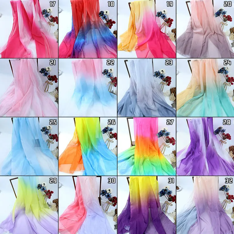 1/3/5M Ombre Sheer Gradient Chiffon Fabric Thin 30D Organza Tulle Fabric for Diy Stage Cosplay Costume Ancient Style Hanfu Dress