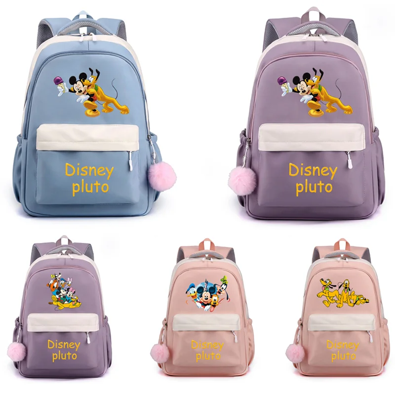 

MINISO Pluto Mickey Cute Cartoon Backpack Teenager Kids Fashion Male Female Student School Bag Waterproof Knapsack Mochila