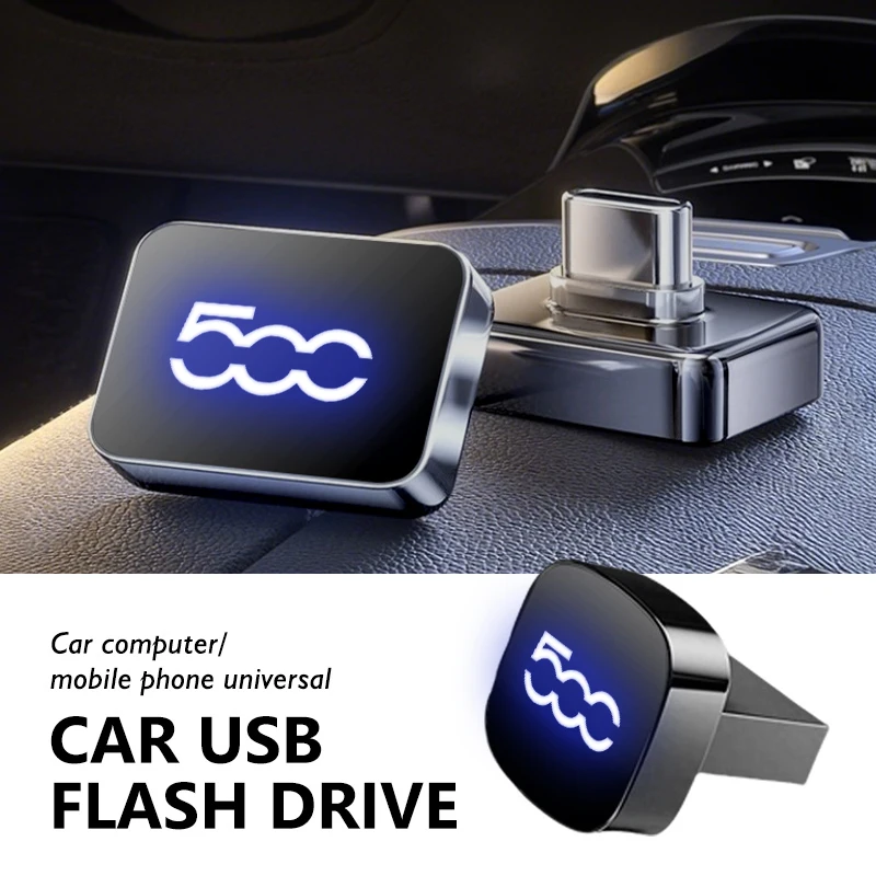 Pen Drive USB de Moda com Luz LED 32G/64G para Carro, Armazenamento de Memória Tipo Panda Brave Stilo Palio Ducato Freemont Doblo