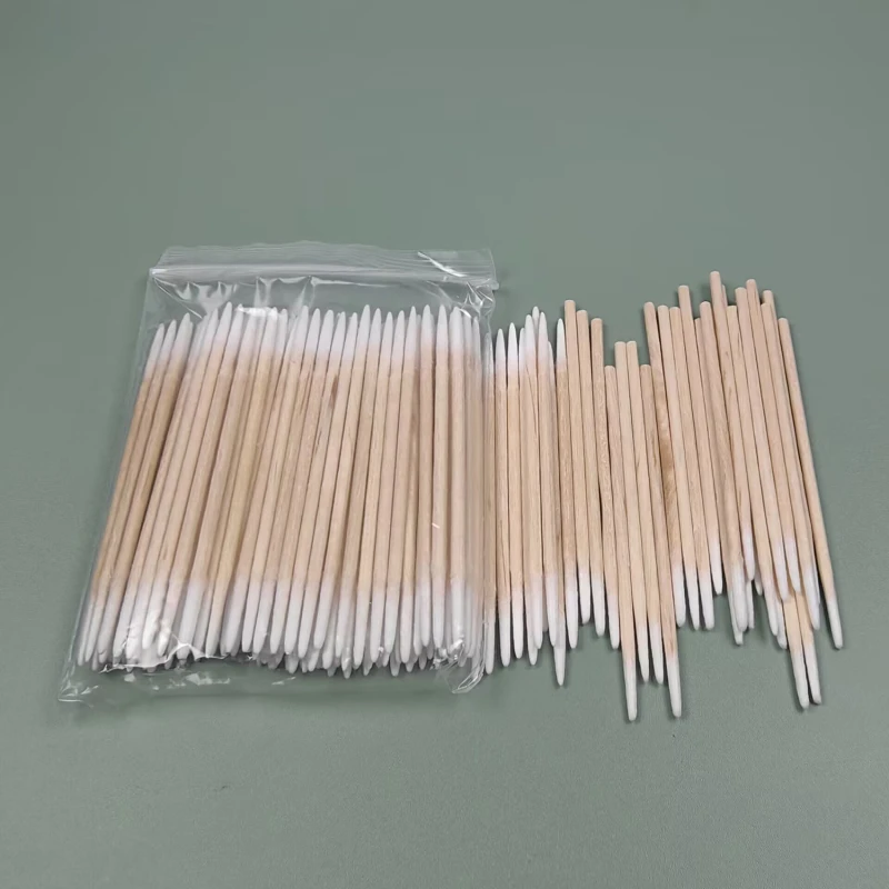 300PCS Short Wood Handle Small Pointed Tip Head Cotton Swab Eyebrow Tattoo Beauty Makeup Color Nail Seam Dedicated Dirty Picking