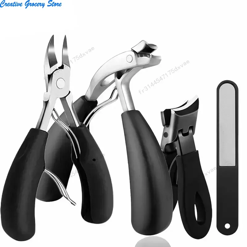 

4PCS Don't Bend to Cut Toenail Stainless Steel Elbow Nail Clipper Large Opening Nail Clippers Set Nail Cutter Pedicure Tools