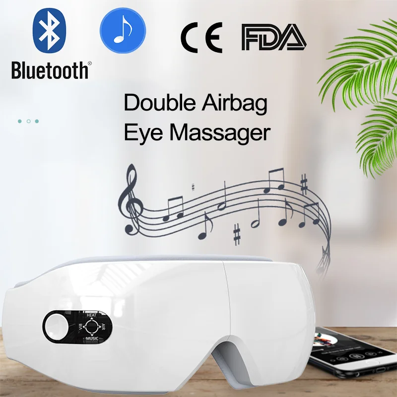 

Массажер для глаз Eye Massager 6D с двойным воздушным мешком, сильными вибрациями, массажем акупунктурных точек, горячей компрессией и музыкой через Bluetooth для снятия усталости глаз