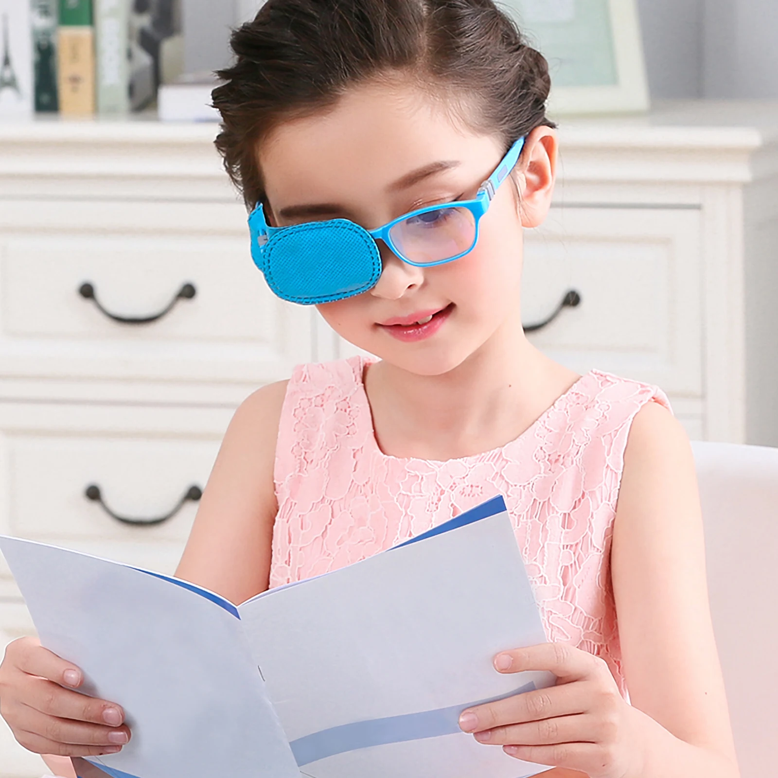 

6Pcs for Glasses Pediatric Blue Soft Breathable Lazy Eye Patch Reusable No Light Leak