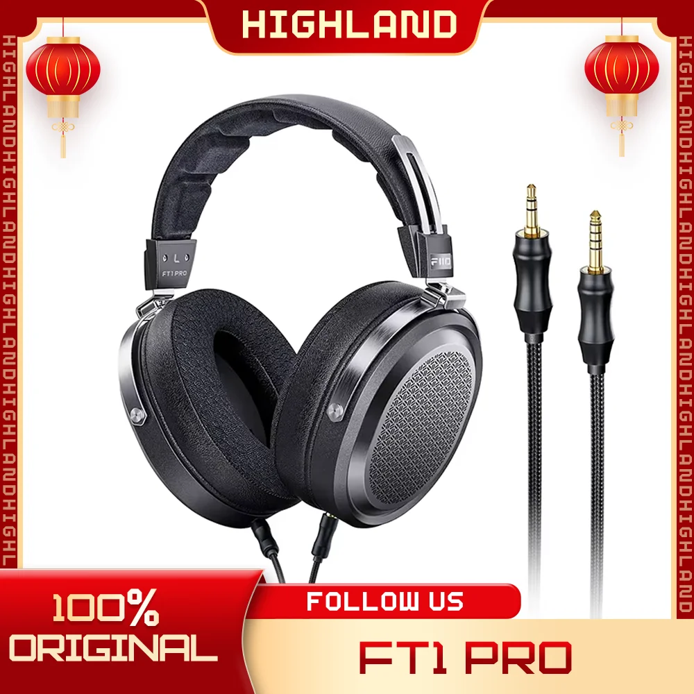 Fiio FT1 Pro Headphone Wired Hifi HeadphonesOpen Flat Headband 374g Customized 1μm Ultra-slim Diaphragm 20Ω Sensitivity