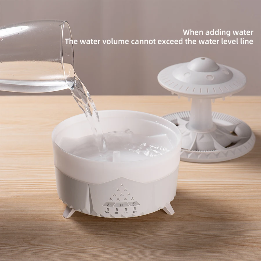 2025 UFO قطرة المطر ناشر رائحة البخاخ الهواء المرطب الناشر هادئة غرامة ضباب 7 الإضاءة الملونة للمنزل مكتب