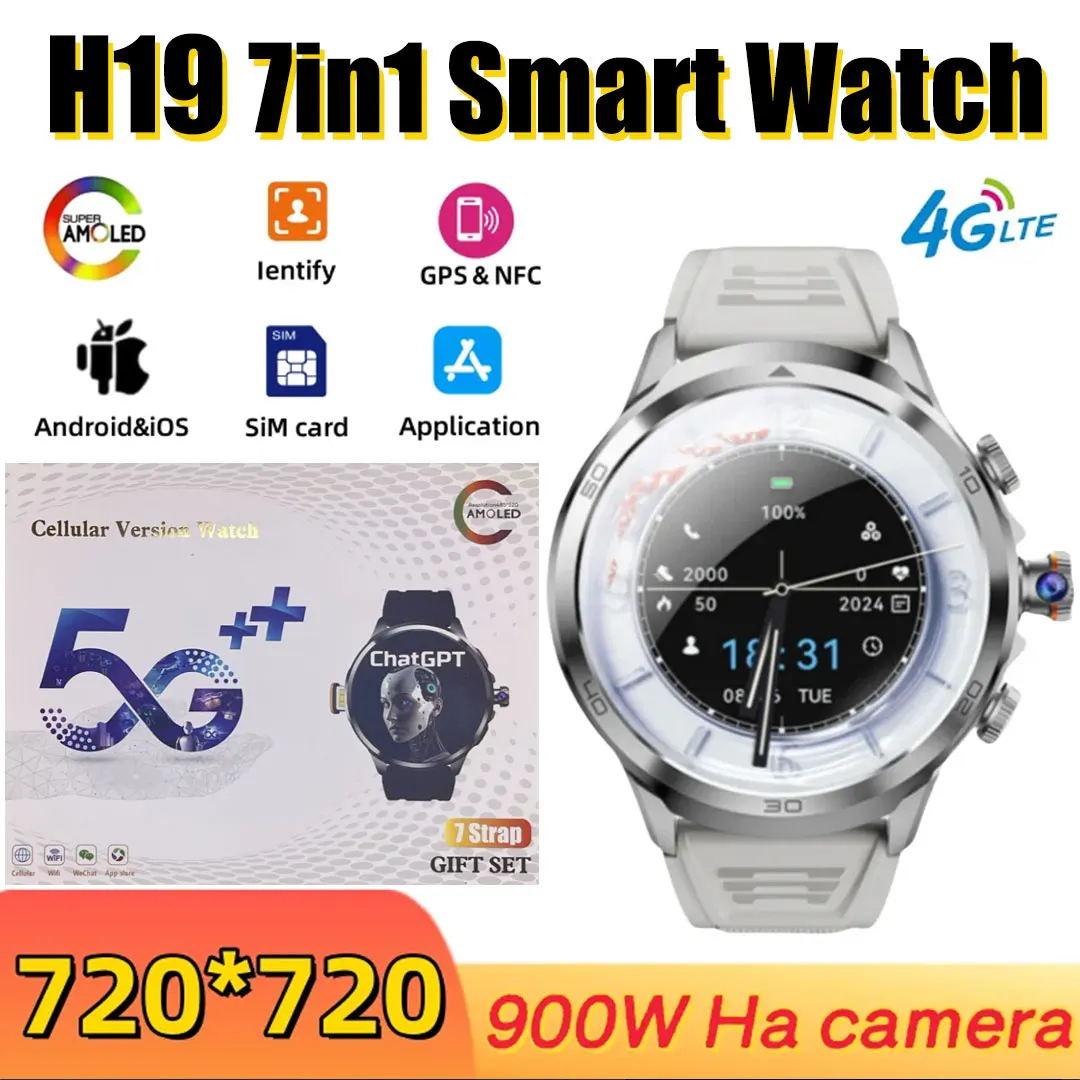 

2025 5G H19 Smartwatch: 1.95" HD Display,Versatile Rotating Camera, 256GB Storage, SIM Card,GPS