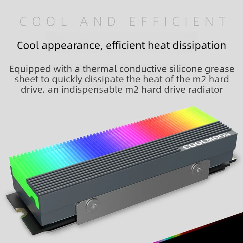 High Performance Coolmoon M2A M.2 NVMe SSD Heatsink Cooler with ARGB Synchronized Lighting Strip for Gaming PC Desktop Computers