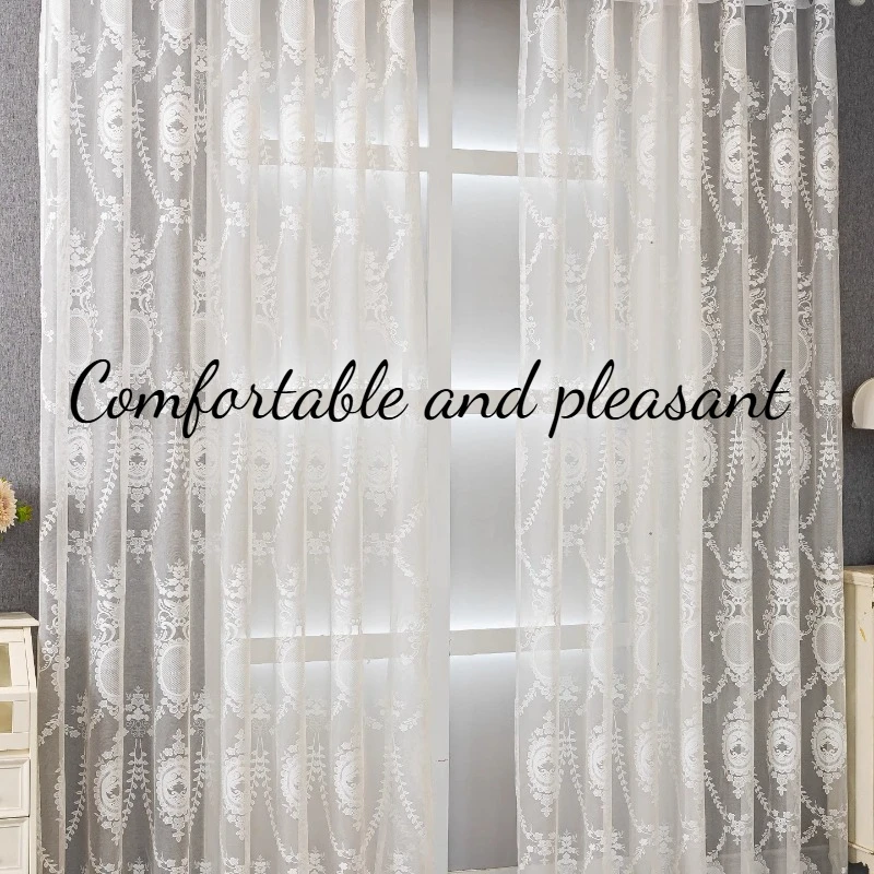 Embroidered Window Screen Modern Living Room Bedroom Sun Protection Screen Balcony Light Transmission thick luxury sheer