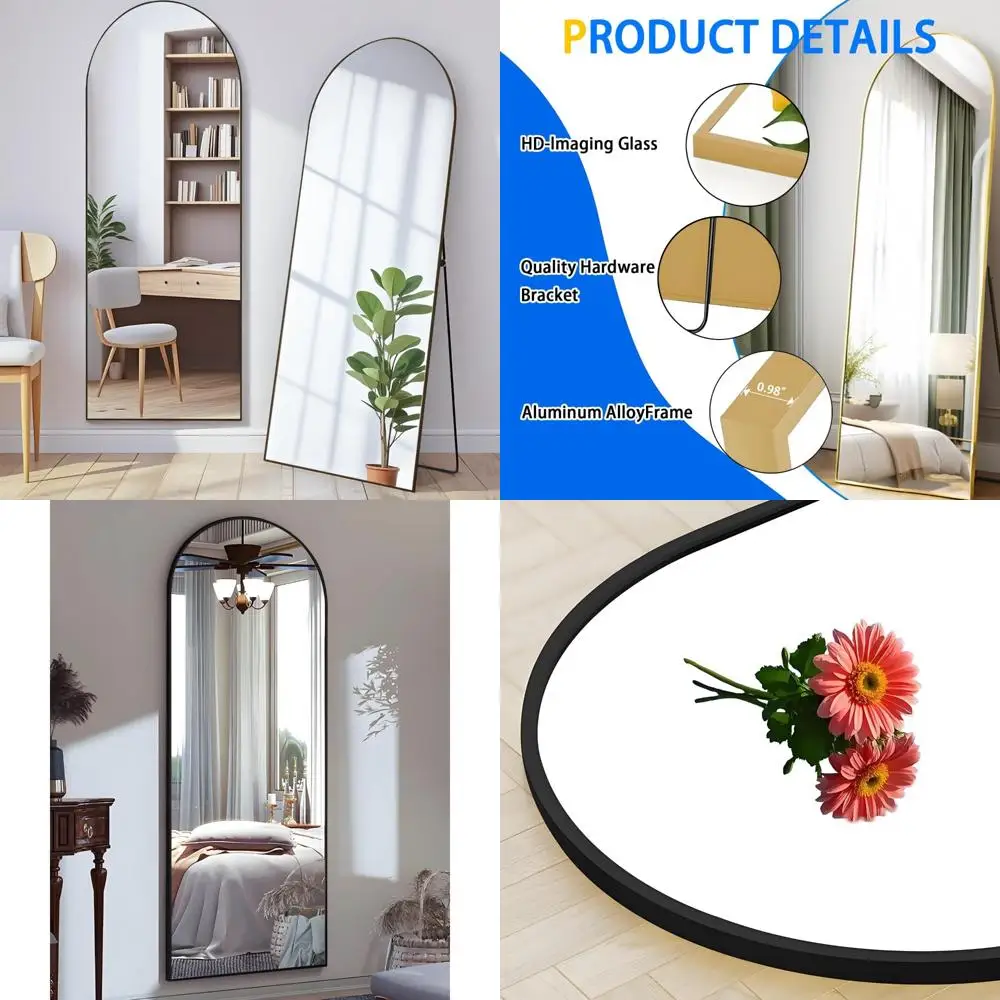 

Arched Floor Standing Full Length Mirror, 64x21, Ideal for Bedrooms, Living Rooms, and Cloakrooms