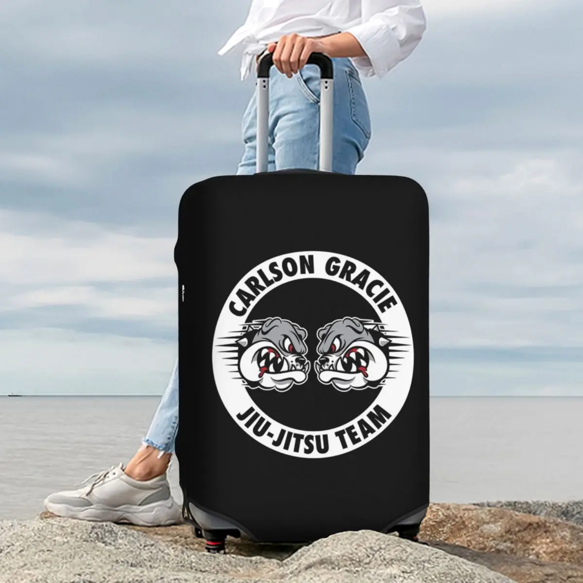 Carlson Gracie Jiu-Jitsu Team Mala Capa de proteção elástica para viagem Protetor de bagagem para 18-32 polegadas