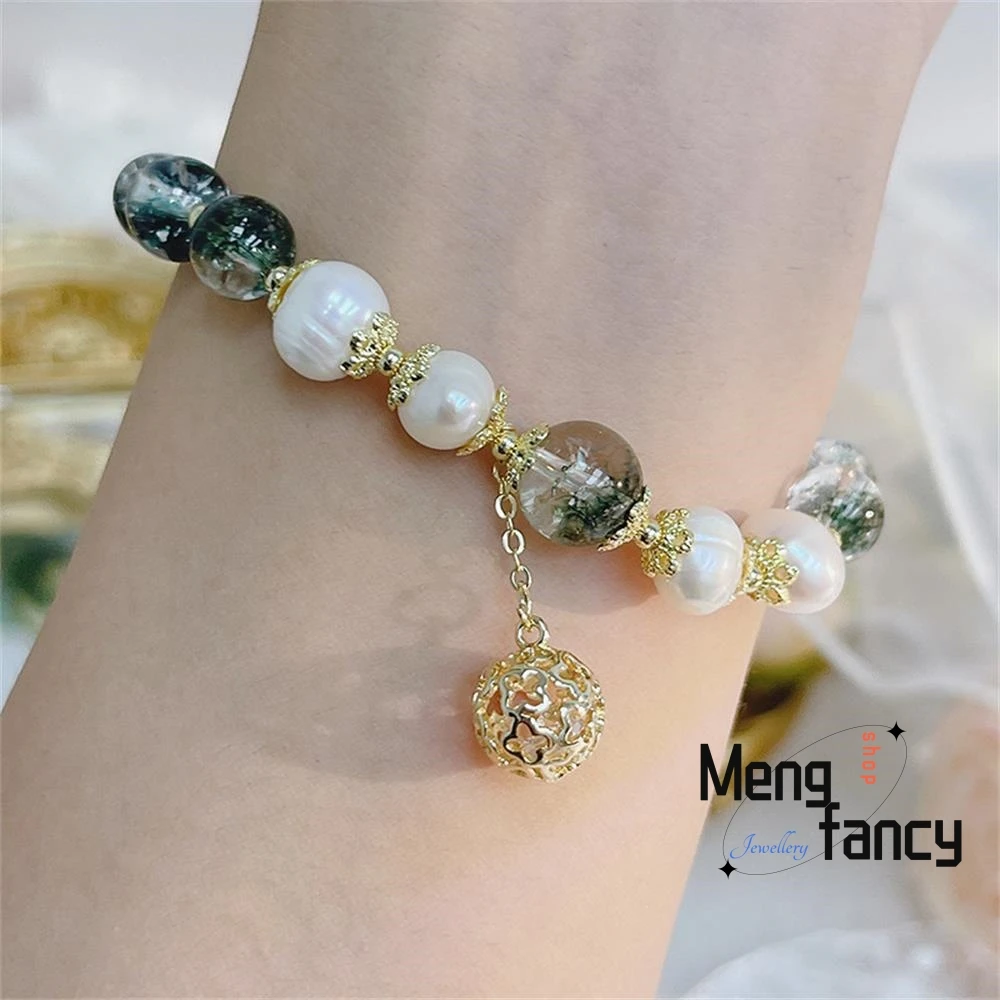 Natural Niche Design Green Ghost Crystal Pendant Strings Simple Elegant High-grade Bracelet Popular Fashion Jewelry Holiday Gift