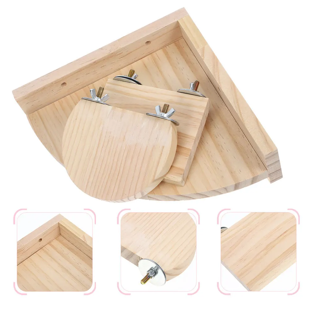 

6pcs Wooden Perch Platform For Hamster Bird Cage Jumping Board Climbing Stand Chew Resistant Pet Habitat Decoration Small Animal