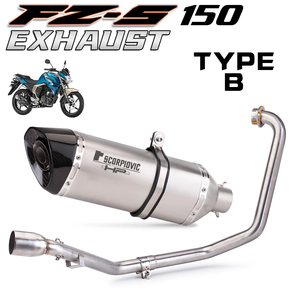 

Модифицированная выхлопная система мотоцикла, полный комплект системы для FZ S150 FZS150 FZS 150, передняя труба из нержавеющей стали, соедините 51 мм, линия глушителя