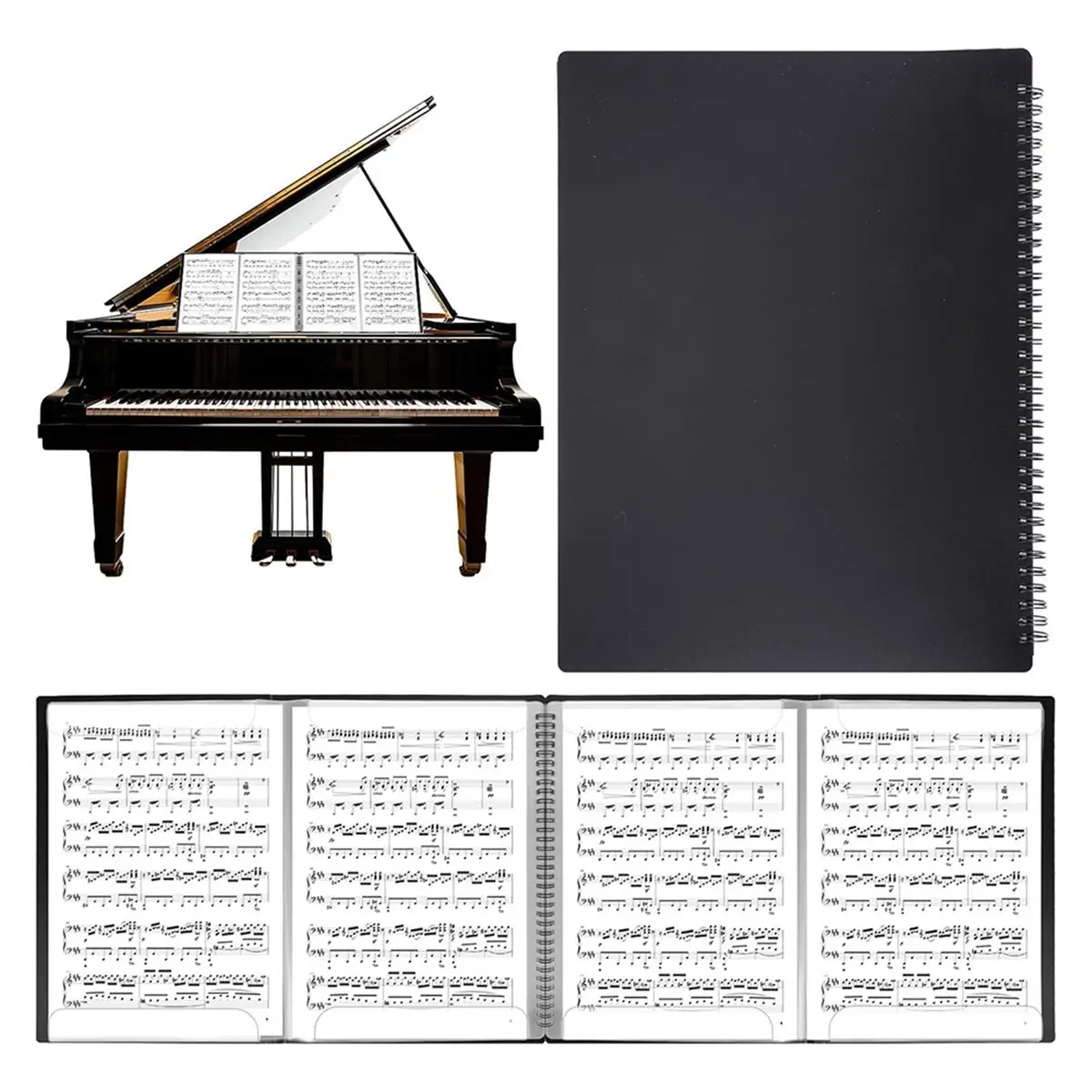 [MEGA SALE]4 Pages Expand Sheet Music Folder, Spiral Sheet Musics , Double Side Writable Choir Folder, for Sheets Music