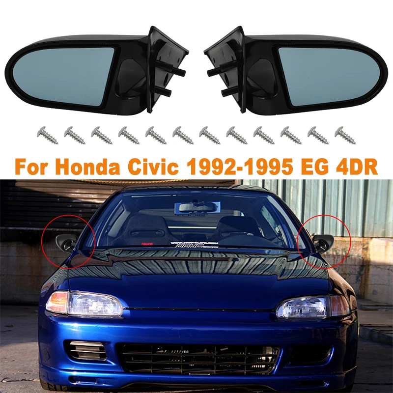 

For Honda Civic 1992-1995 EG 4DR 2Pcs Spoon Adjustable Car Door Side View Mirror Carbon Gloss Black Car Rearview Side Mirror