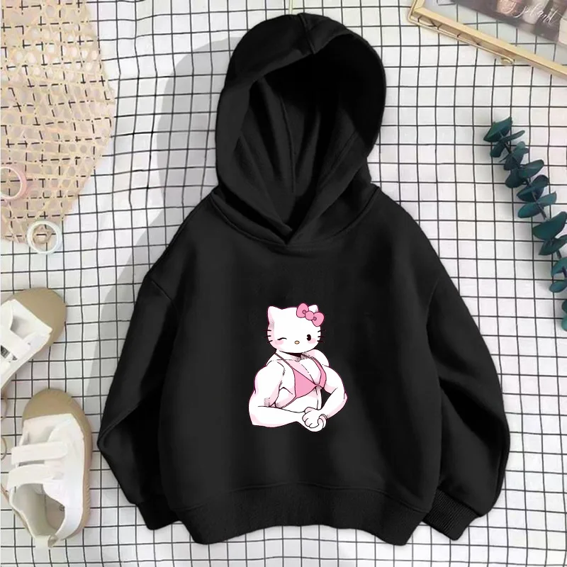 

Children Hoodies Hellokittys Muscle Funny Girl Boy Pullover Kids Melodys Kuromis Anime Casual Clothes Cartoons Sweatshirts Tops