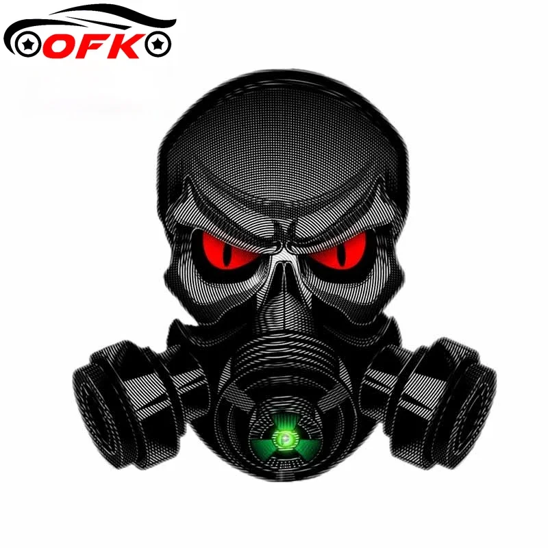 Cool for Skull with Gas Mask Trunk Driver Waterproof Laptop Windows Car Stickers Cartoon Decal VAN Graphics13cm X 12.7cm