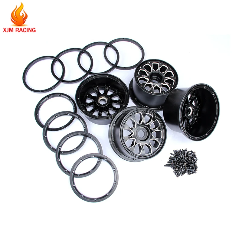 Metal Wheel Hub with Ring Set for 1/5 HPI KM Rofun Rovan Mcd Gtb Racing Baja 5B Ss 5T Truck Rc Car Toys Parts