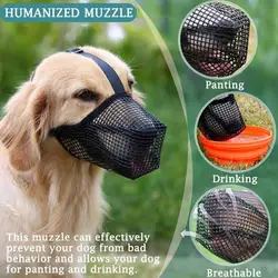 Pet köpek Muzzles ayarlanabilir nefes köpek köpekler için ağız maskesi Anti Bark Bite Mesh köpekler ağız namlu maske