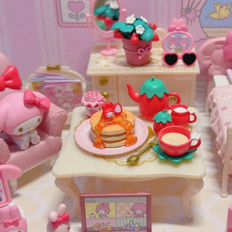 Re-ment Gashapon Capsule Toy Sanrio Blind Box Room Cute Kawaii Strawberry Room Cartoon Miniature Candy Toy Decorazione Regali per bambini
