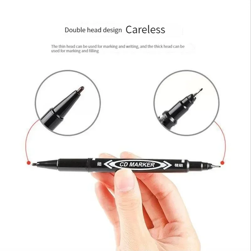 5-10pcs Double Tip Art Marker Pens Black Blue Ink Permanent Paint Markers for Plastic Wood Stone Metal Glass Graffiti Doodling