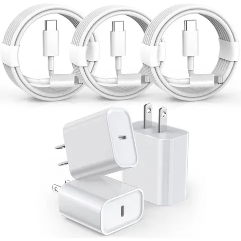 Confezione da 3 caricabatterie rapido per iPhone, caricabatterie per iPhone certificato Apple MFi Adattatore da muro con blocco USB C a ricarica rapida da 6 piedi da tipo C a Lightning