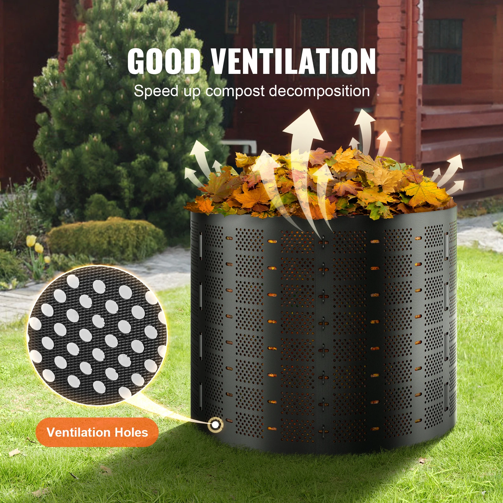 SucceBuy Compost Bin 80/220Gal Outdoor Expandable Compost Easy to Setup&Large Capacity Composting Bin Fast Creation Fertile Soil