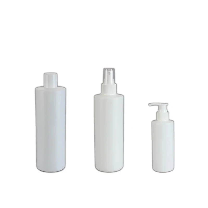 

12pcs 100ml 200ml 300ml 400ml 500ml 1000ml White Cylinder Shape PE Plastic Bottles With Screw Cap Lotion Cream Pump Mist Sprayer