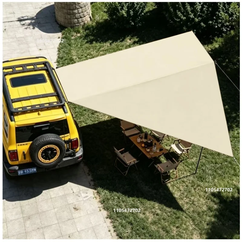 Outdoor-Zelt, Fledermausförmige SUV-Box-Abdeckung, Auto-Seitenzelt, Versilbert, Camping-UV-Zelt, Camping-Privatzelt – Detail 4