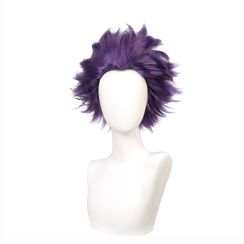 Manipulador de corazón de My Hero Academia, punto de belleza púrpura, cabeza de explosión, peluca de Cosplay, red rosa, seda de alta temperatura