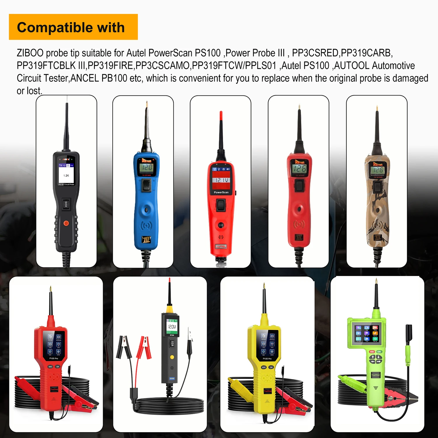ZIBOO - 2Pk 4Mm Banana Jack 3 Ponta Preta (PPTK0024), Use para Autel Circuit Tester Power Circuit Probe