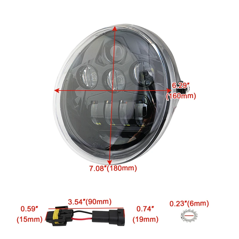 Motorcycle Accessory LED Headlamp Front Headlight Low High Beam Black Fit For Harley V-Rod VRSC VRSCF VRSCR 2002-2017 3