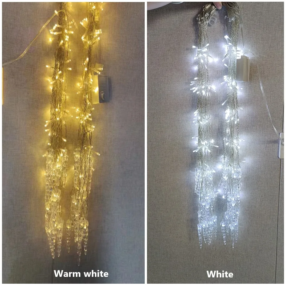 Guirlanda de calle en la casa Festón de invierno Led Cortina Luces de carámbano para decoraciones navideñas de Año Nuevo 0.4-0.6m Droops Wave Año