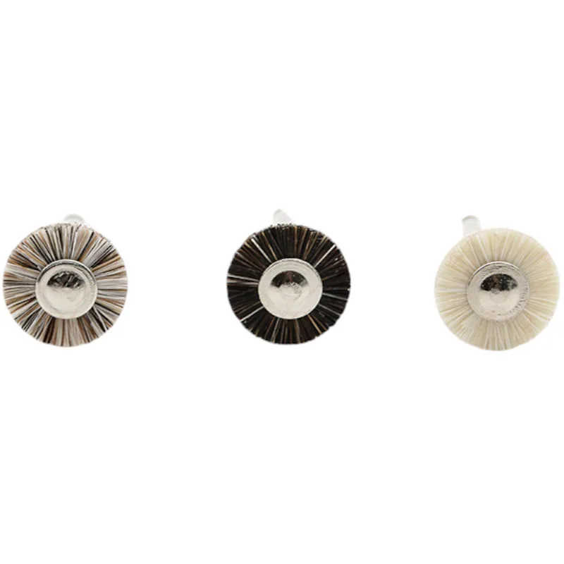 Handled Polishing Brushes - White Wool, Black Bristle, Brown, and Gray Brushes for Grinding and Finishing