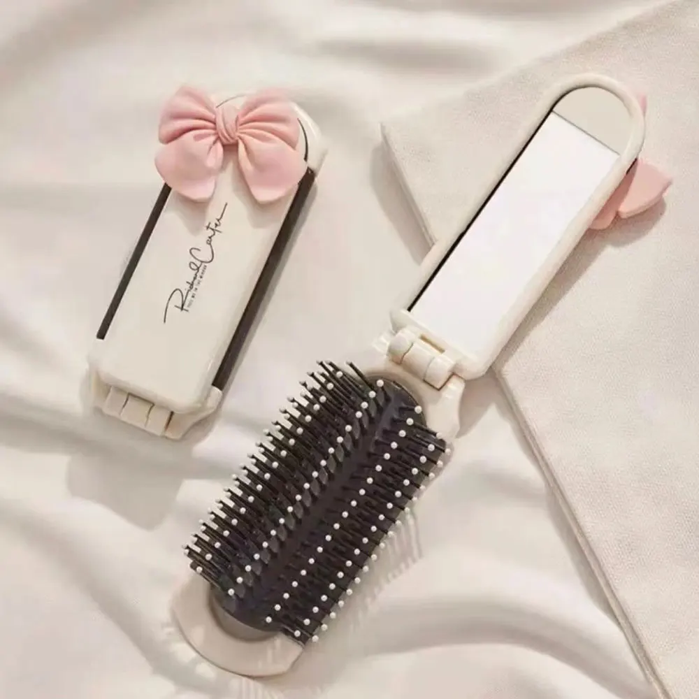 แปรงผมมินิพับหวีนวดหัวนวด Anti-Static แบบพกพาแปรงผมสาวผมหวีกระจก