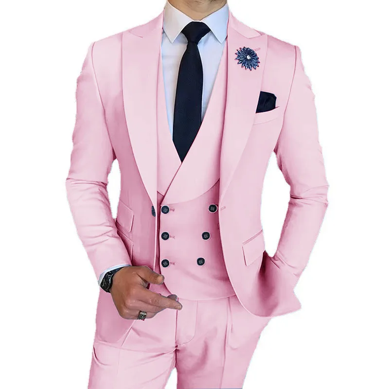 Classic Men Suit Set Wedding Party Groomsman Tailor-made Slim Fit Blazer Vest Pants 3 Pieces Formal Banquet High Quality Outfits