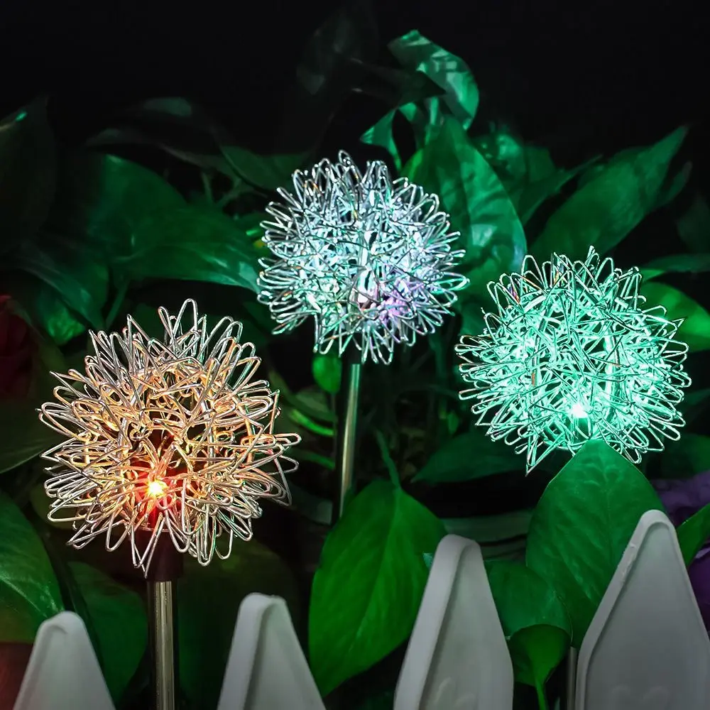 

4Pcs LED Solar Flower Ball Light Cute Energy Saving Outdoor Sidewalk Light Waterproof Warm Light Solar Outdoor Fence Lights