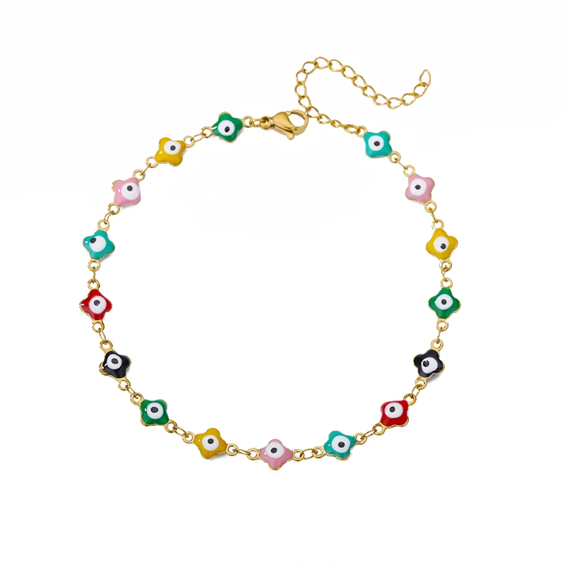 Zircon Cross Anklets for Women, Double Chain Design