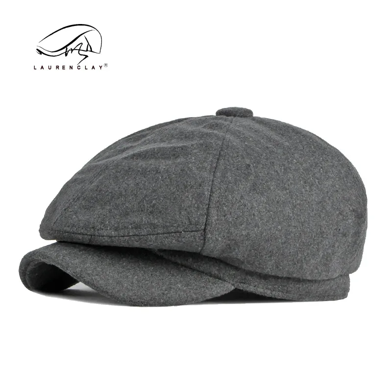 

Foreign Trade Autumn Winter Hat Men's British Retro Light Board Woolen Beret Six Pieces Peaked Cap Octagonal Newsboy Cap Women